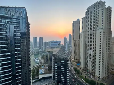 a view of a city with tall buildings at Marina Sunset Haven - Breathtaking Views in Dubai