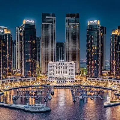 Huge Modern 1BR in Creek Harbour steps to Central Park with a creek view and infinity pool by La Brisa Dubai