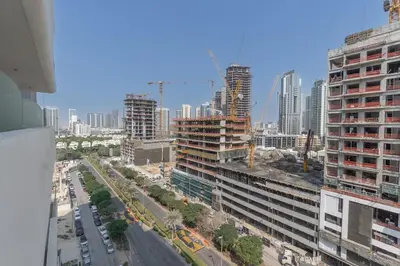 a view of a city with buildings under construction at Elegant Studio Escape in JVC - by Czechin in Dubai