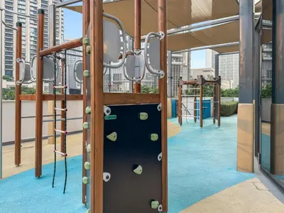 a playground on the roof of a building at Skyline Splendor 2bedroom with Burj Khalifa View in Dubai