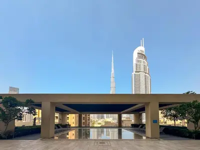 a view of the burj khalifa from the building at PVH - Charming 1BR near Dubai Mall - Burj Royale in Dubai