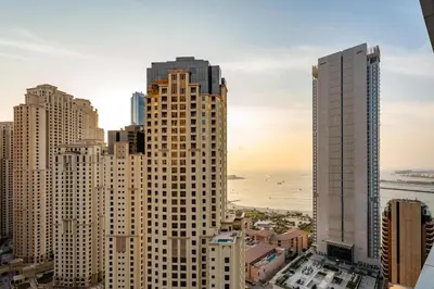 a view of a city skyline with tall buildings at GuestReady - 2BR l Stunning Marina Views in Dubai