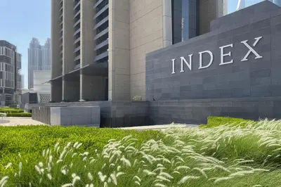 a building with the intel logo on it at Blueground DIFC pool gym DXB-505 in Dubai