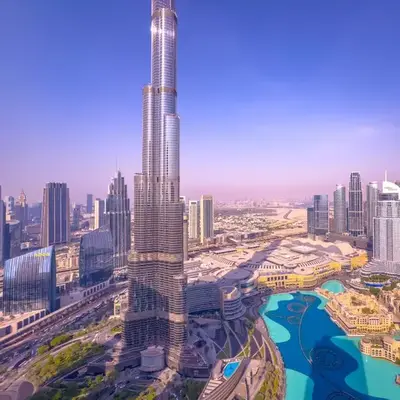 GRANDE SIGNATURE with a direct Burj Khalifa view and Private Fountain Show at 62nd floor with DXB AIRPORT VIP Shuttle option for 6 guests