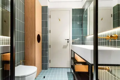 a bathroom with a sink and a toilet at Executive Studio in Business Bay with Working Area, Pool, Gym in Dubai