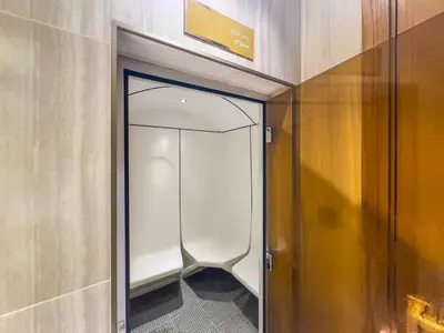 an elevator in a building with a glass door at Modern 2Bed with Canal Views 7 Mins to Burj Khalifa in Dubai