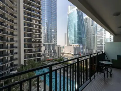 a balcony with a view of the city at Zada Glam Sleek 1BDR Retreat-Business Bay-25 in Dubai