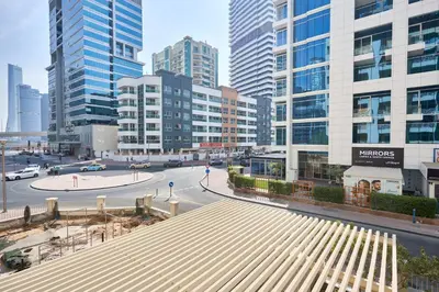 a view of a city street with tall buildings at Frank Porter - Westside Marina in Dubai