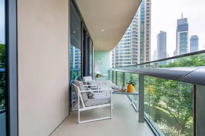 a balcony with views of the city at Frank Porter - Burj Vista Tower 2 in Dubai