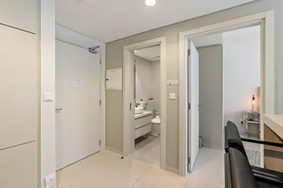 a bathroom with a toilet and a sink at Burj Khalifa&City View 1BR, Near Dubai Water Canal, Vera Tower, Business Bay by Morada Holidays in Dubai