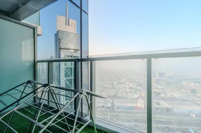 a view of a city from the top of a building at Paramount Midtown Luxury 2BR Sleeps 7 Near Business Bay Metro and Dubai Mall in Dubai