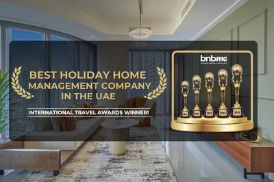 a display case with a trophy in a room at bnbmehomes - Stand Point Tower A in Dubai