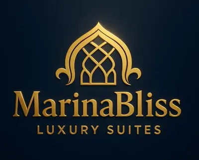 a gold logo for marriott listings luxury suites at Deluxe 5 stars Suite - JW Marriott-Marina Mall - Once you see it, you book it! in Dubai