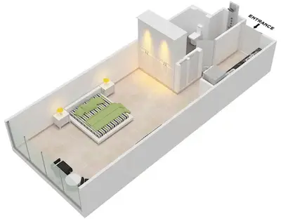 a model of a room with a bed at LUX Iconic Views at The Palm Tower Studio 4 in Dubai
