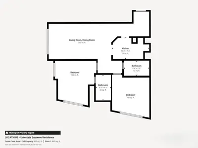 a floor plan of a house at Locations l Peaceful 2 Bedroom l Community Views l Free Pool, Gym Access in Dubai