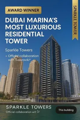 a magazine with a picture of a city at Sparkle Tower by Swarovski, Premium Full Marina View, 2min JBR & Metro, Sleeps 4 in Dubai
