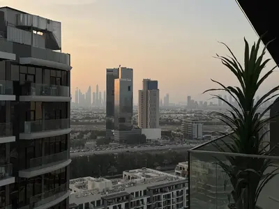 a view of a city with tall buildings at Dubai corner at Westwood Imtiaz 1BR apartment in Dubai