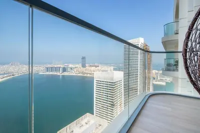 a view of the ocean from a high rise building at Frank Porter - Marina Vista Tower 2 in Dubai