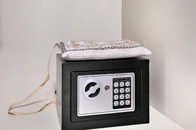 a clock with a towel on top of it at Stunning 1BR Luxury Downtown Burj View Balcony in Dubai