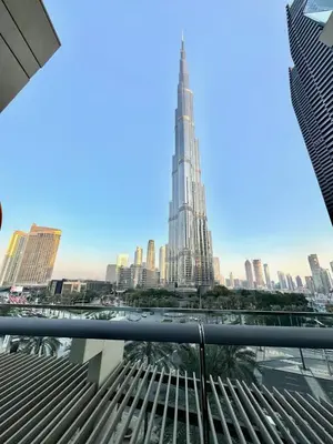 a view of the city from the top of a building at Luxury 2BR with Full Burj Khalifa View in Dubai
