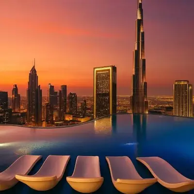 Highest Infinity Pool - Paramount Midtown Hotel & Luxury Apartments Burj Khalifa view & Partial Fountain View