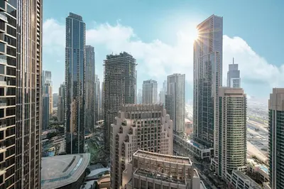 a view of a city with tall buildings at Address Opera by NAMUVE in Dubai