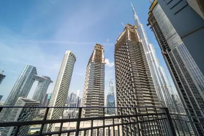 a view of a city skyline with tall buildings at Rustic Retreat in Standpoint, Heart of Downtown in Dubai