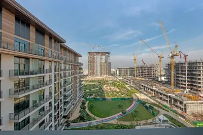 a view of a construction site from a building at Gym, Spa & Sauna, Pool, Tenis Court, Dishwasher, 2BR in Central Park in Dubai