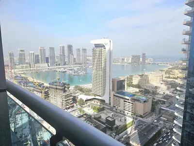 a view of a city from a building at Newly Upgraded 3-BR close to Barasti Beach in Dubai