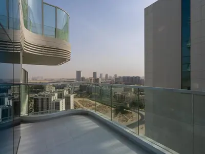 a view of a city from the top of a building at Opalz Reverie Luxe Studio Escape 08 in Dubai