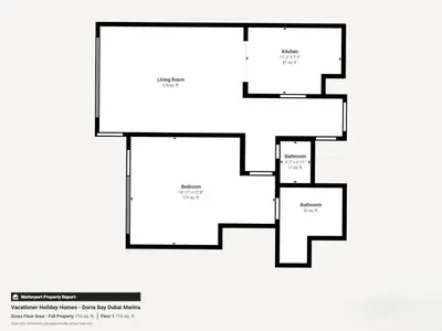 a floor plan of a house at Vacationer l Cozy 1 Bed l Partial Sea View l Prime Location in Dubai