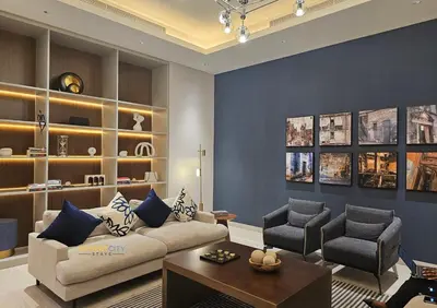 a living room with a couch and two chairs at Stylish and Sophisticated Home Near Downtown Dubai Hosted by Desert City Stays in Dubai