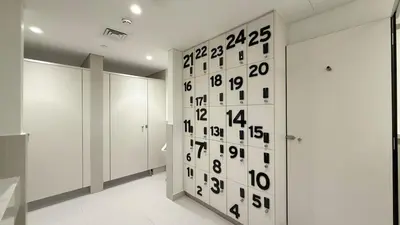 a room with a wall with numbers on it at 3 Bedroom Apartment with Full Skyline Views In Creek Harbour in Dubai