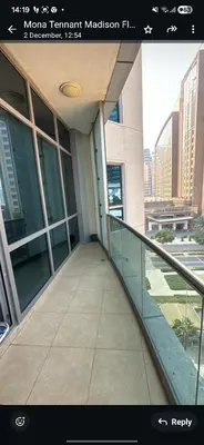 a view of a balcony of a building at Lovely cozy studio in Tecom near Metro in Dubai