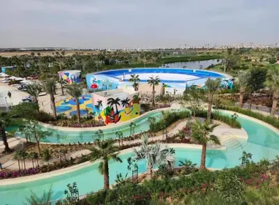 an aerial view of a water park at 3-Bedroom Cozy Townhouse with great amenities in Dubai in Dubai
