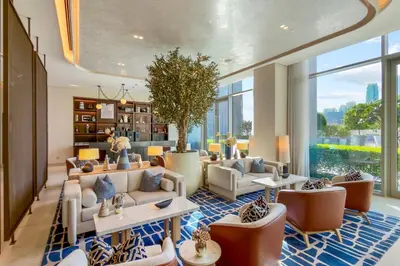 a large living room with couches and tables at Vida Residences Dubai Mall Spacious 1BR Apartment in Dubai