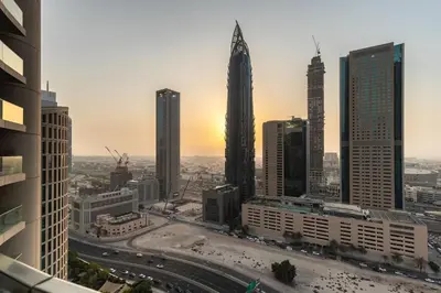 a view of a city with tall buildings at Burj Vista Modern Comfort - 1BR with Pool, Gym and Scenic views in Dubai