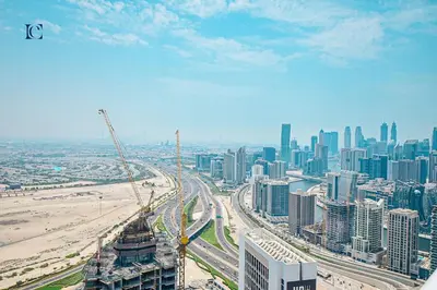 an aerial view of a large city with buildings at Luxury Escapes Premium 1BR - Paramount Tower Business Bay in Dubai