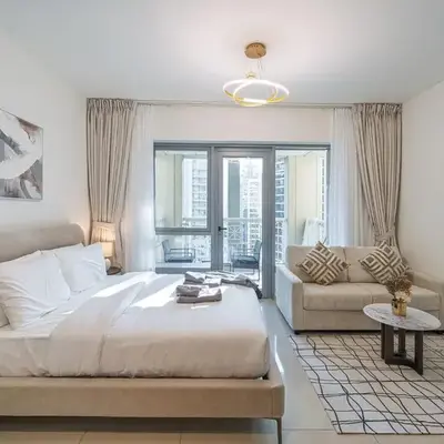 Elegant studio balcony boulevard view