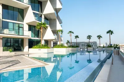 an image of a building with a swimming pool at Premium Apartment with Private Balcony Pool in Dubai