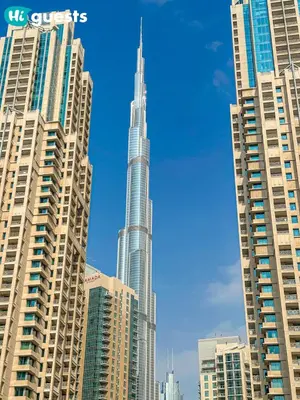 a view of the tallest building in the city at HiGuests - Family Friendly 1BR Near Burj Khalifa in Dubai