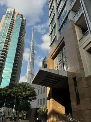 a view of the burj khalifa and other buildings in a city at Urban Core - Downtown Dubai in Dubai