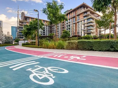 a bike lane on a street in a city at Myrtle Central Park, City Walk Dubai in Dubai