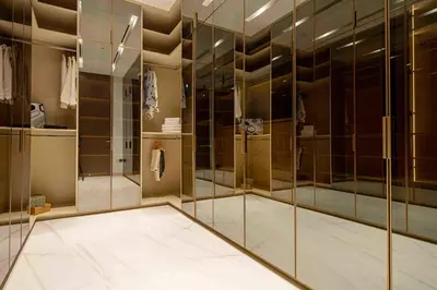 a walk in shower with glass doors in a room at Frank Porter - Villa La Mer, Jumeirah 1 in Dubai
