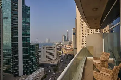 a view of a city from a building at VayK - Modern 4BR in Dubai Marina with Sea View in Dubai