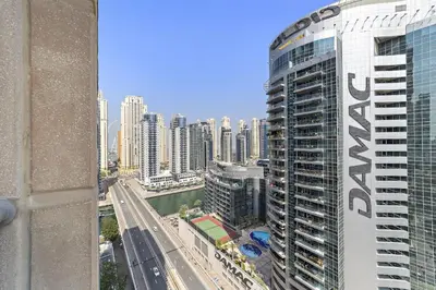 a view of a city from a building at VayK - Modern and Central 1BR in the Marina in Dubai