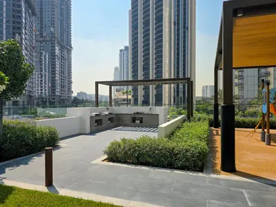 a view of a city skyline with tall buildings at New! Elegant 1BR Flat in Creek Harbour with Pool&Gym in Dubai