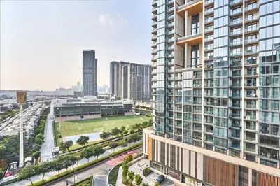 an aerial view of a city with tall buildings at STAY BY LATINEM Luxury 2BR Holiday Home G5- 5812 near Burj Khalifa in Dubai
