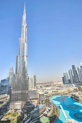 a view of the burj khalifa and the city at Frank Porter - Grande Signature in Dubai