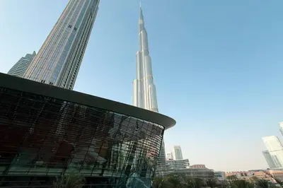 a view of the burj khalifa from the city at Mahogany 24 - 2BR 6 PAX - On the Boulevard Sea View in Dubai